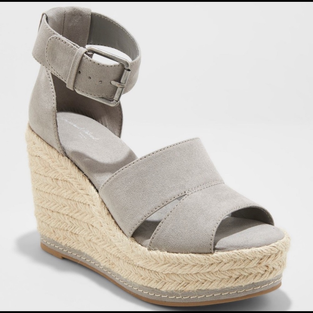 Women's Microsuede Ankle Strap Espadrille Wedge